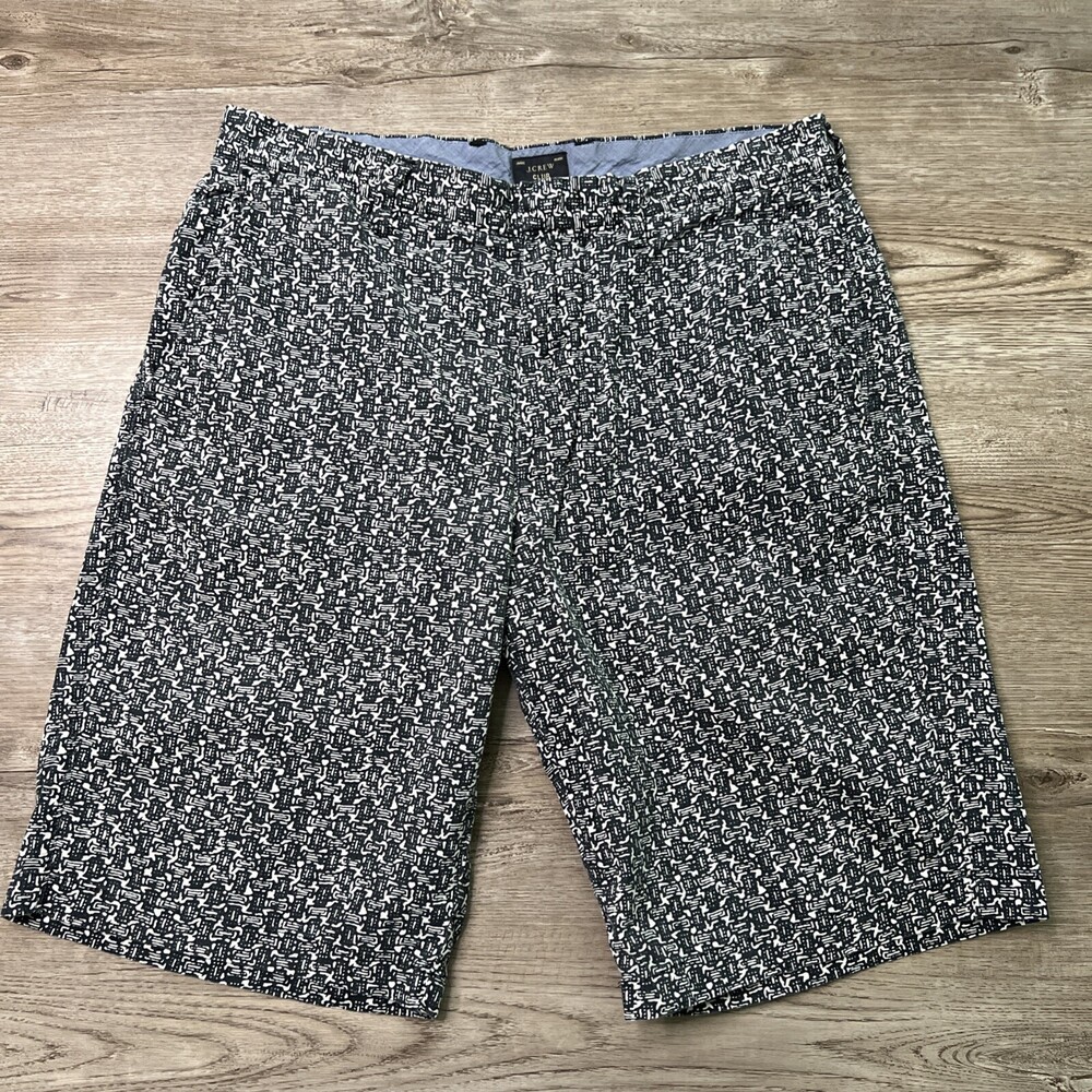 J Crew Club Chino Shorts Mens 31 Black Pattern 10.5" Inseam
